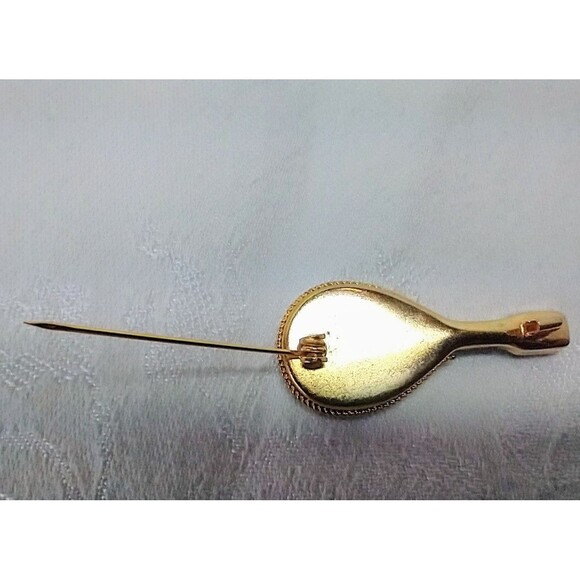 Mandolin Micro Mosaic Pin Brooch Red Green Yellow *Missing Piece In Handle* 10K - Picture 4 of 7